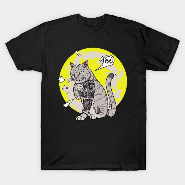 Muscle tattooed cat T-Shirt by D3monic